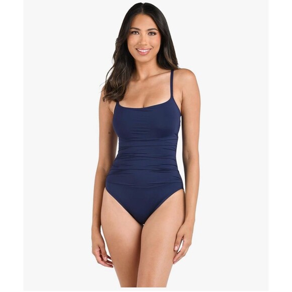 La Blanca Other - La Blanca Women's One Piece Swimsuit Island Goddess Shirred Side blue size 10
